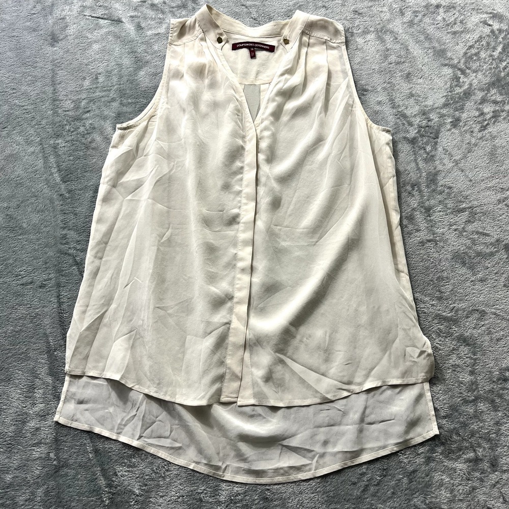 Comptoir des Cotonniers Ivory Sleeveless V-Neck Silk Blouse Size 38 Regular
